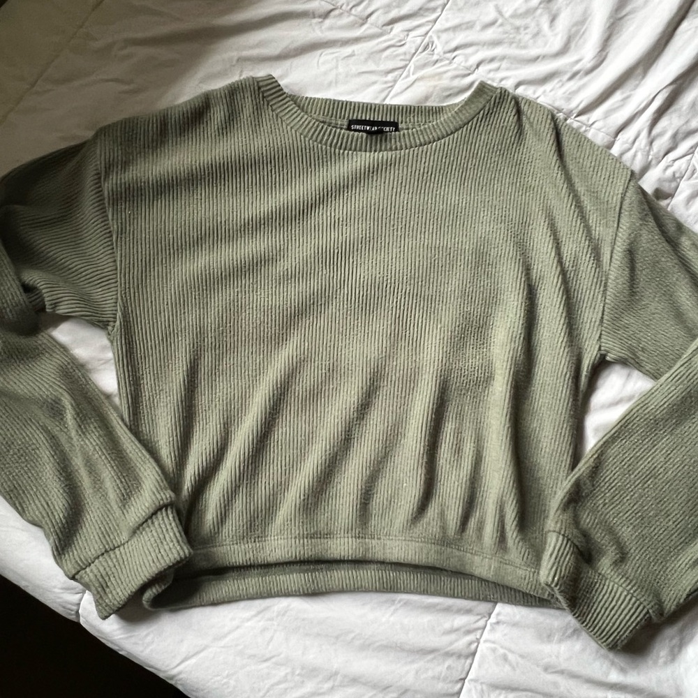Olive Green Ribbed Sweater